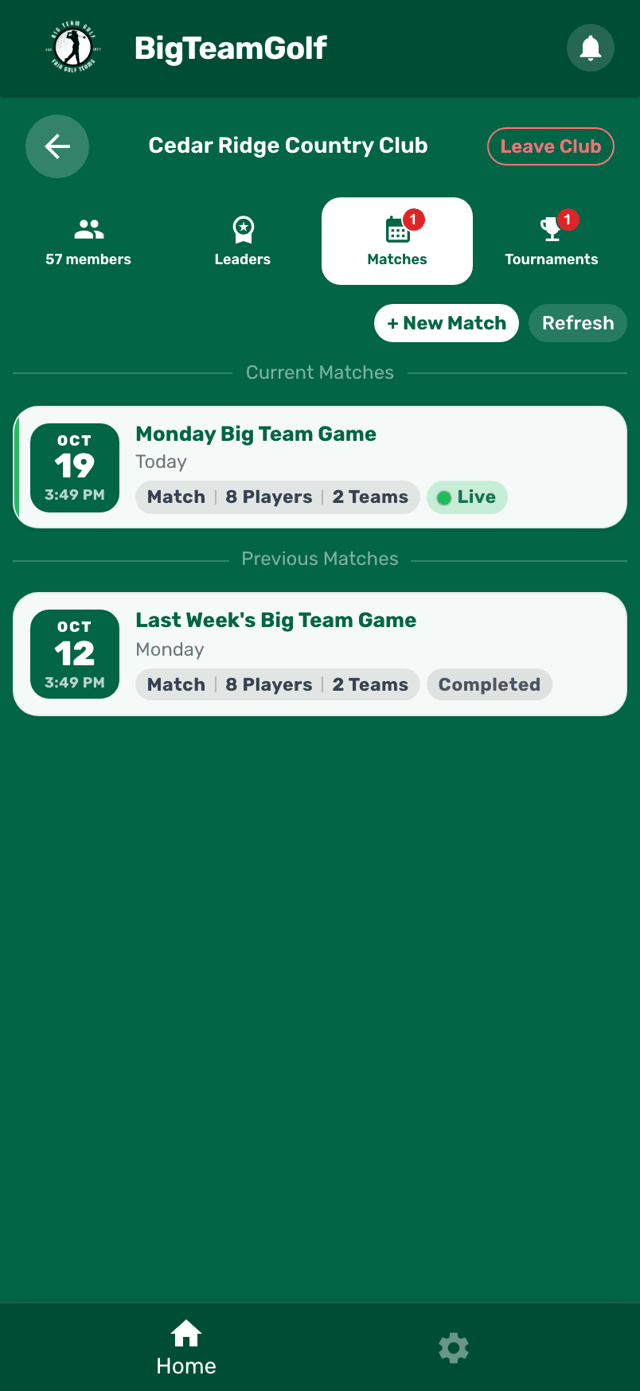 List of upcoming, current and previous matches